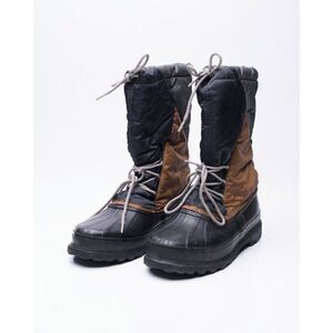 Vintage Sorel Mens Black Gold Gray Snow Boots Sz 9 10 Felt Lining Lace Up